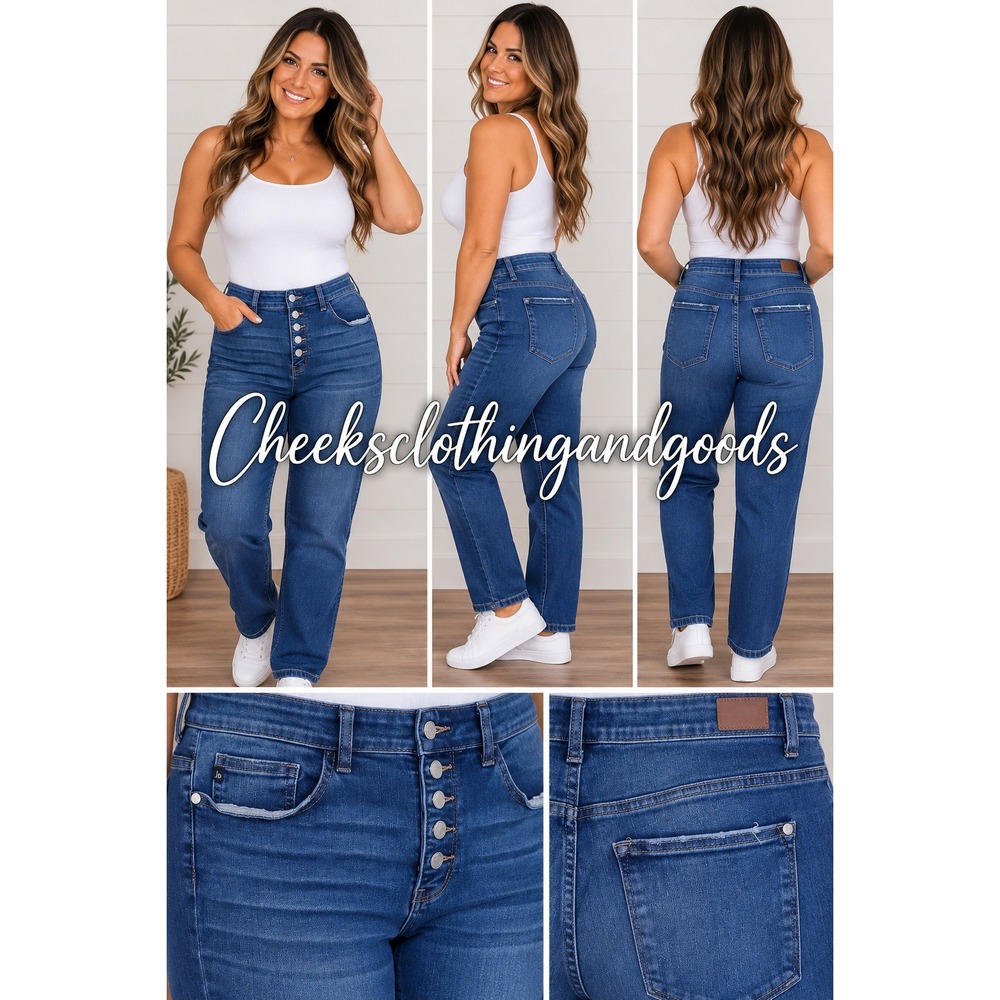 Judy Blue Womens 18W Boyfriend Fit High Rise Button Fly Jeans PLUS